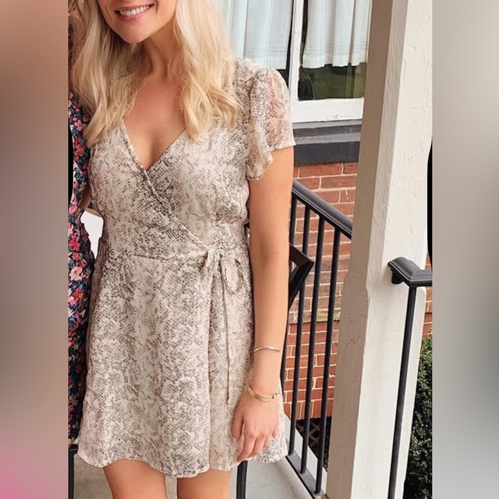 Abercrombie & Fitch Beige Snake Print Mini Dress